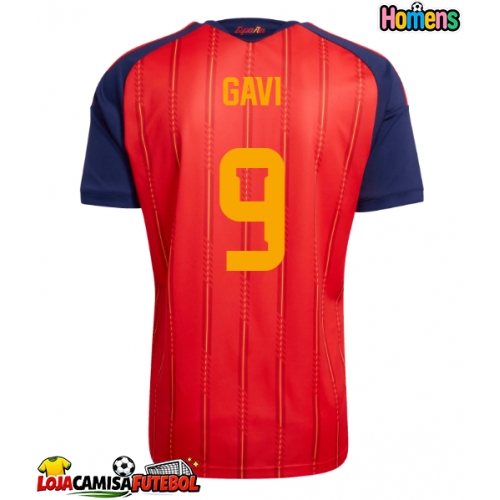Camisa de Futebol Espanha Paez Gavi #9 Equipamento Principal Mundo 2026 Manga Curta
